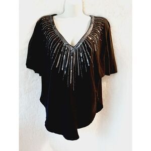 Ludi black sequin v neck medium blouse